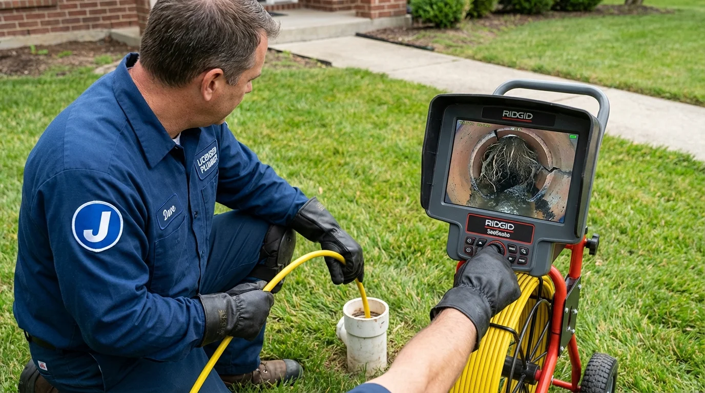 Sewer camera inspection being performed by Johns Plumbing LLC in Palo Alto