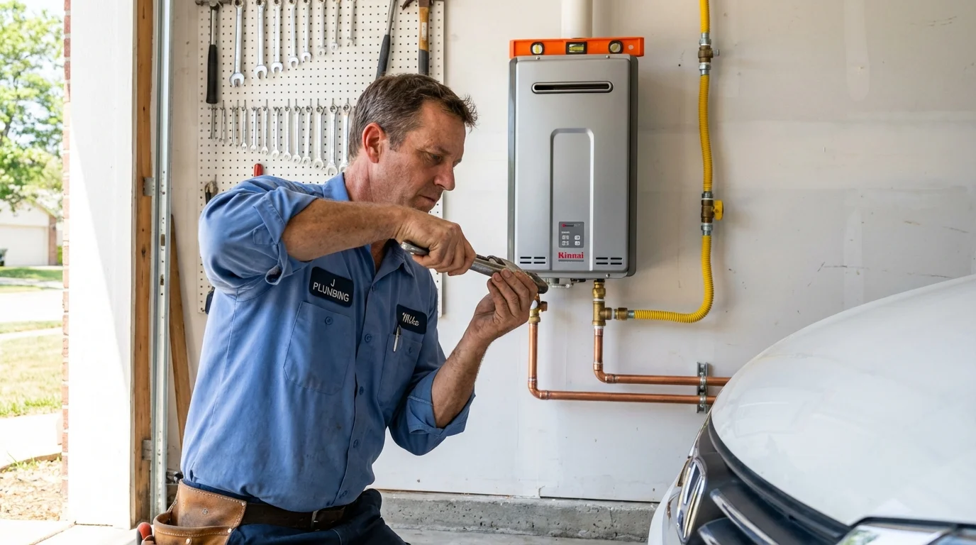 Tankless water heater installation by a Johns Plumbing LLC plumber in Palo Alto