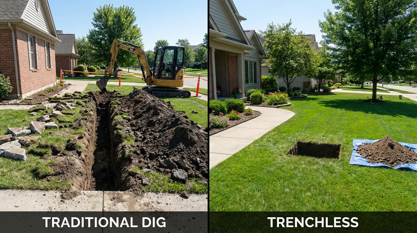 Trenchless sewer repair with minimal yard damage versus traditional excavation in Palo Alto, CA